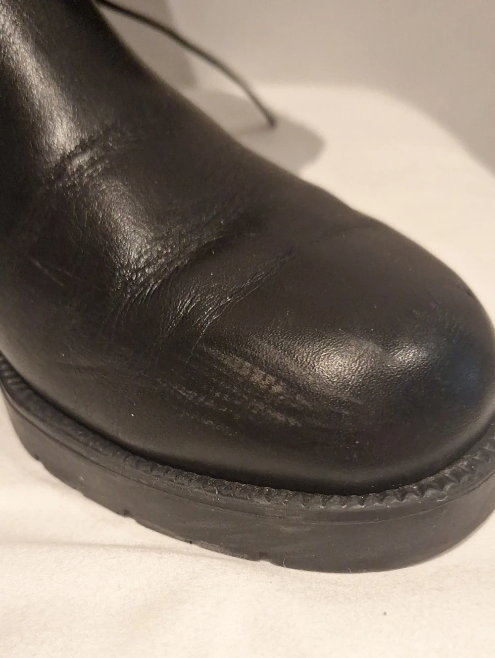 Santana Canada Black Leather Mid-Calf Lace-Up Boots